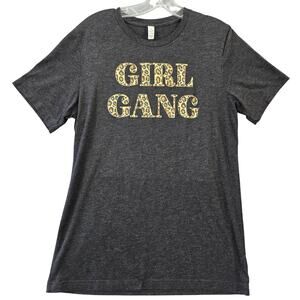 Girl Gang Black Heather Animal Printed Shirt Classic Tee Short Sleeves Women's M